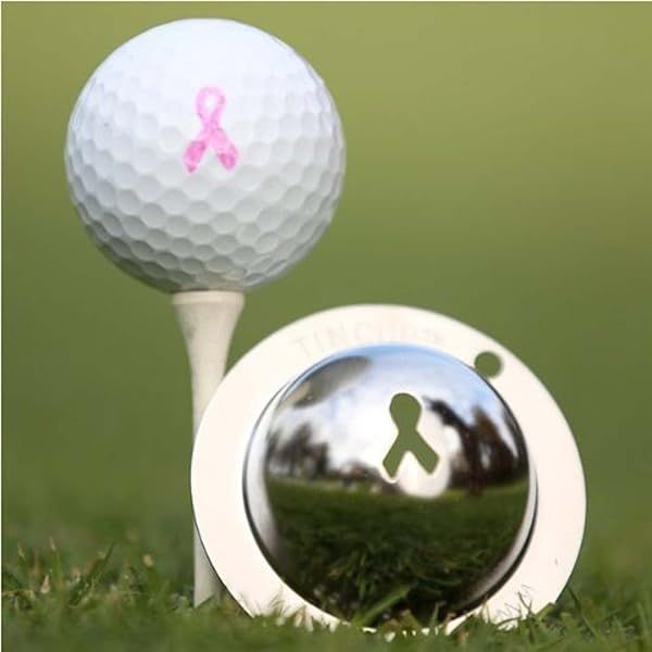 Tin Cup Breast Cancer Awareness Golf Ball Stencil - Durable Steel Marking Tool