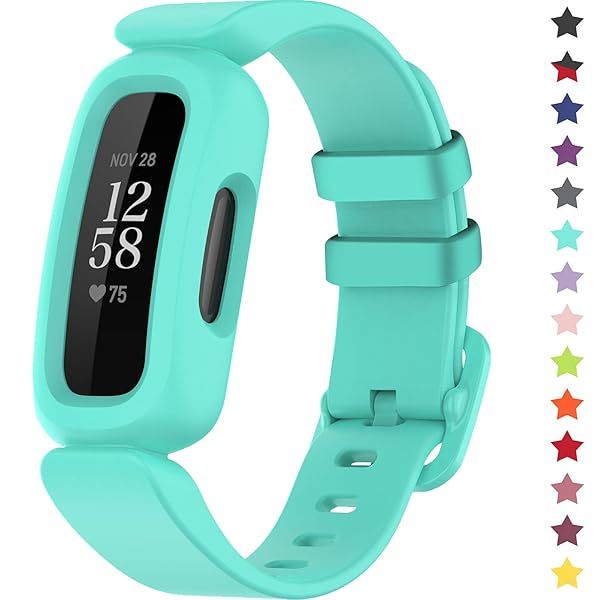 TopPerfekt Lake Blue Silicone Bands for Fitbit Ace 3 - Waterproof Kids' Sports Watch Strap Replacement
