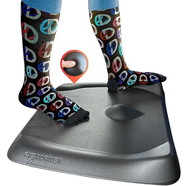 Topo Mini by Ergodriven: Compact Anti-Fatigue Standing Desk Mat with Terrain Design (Obsidian Black)