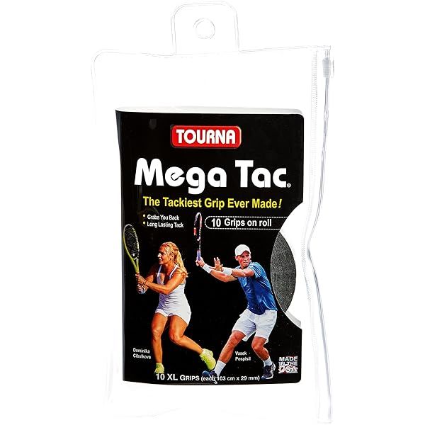Buy Tourna Mega Tac Extra Tacky Overgrip Black 10-Pack - Ultimate Grip for Tennis & Racket Sports