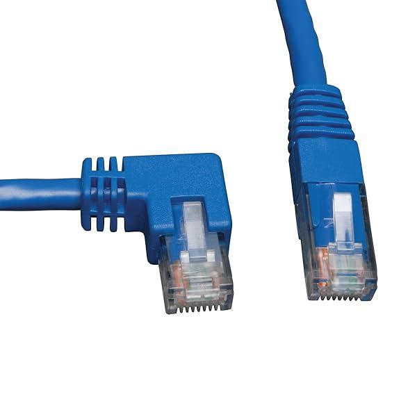 Tripp Lite 3ft Cat6 Gigabit Patch Cable - RJ45 Left Angle M to M, Blue (N204-003-BL-LA) for Fast Networking