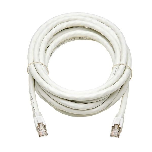 Tripp Lite Cat8 Snagless Ethernet Cable 15ft - 25G/40G Certified, PoE, 22 AWG, White - Lifelong Warranty
