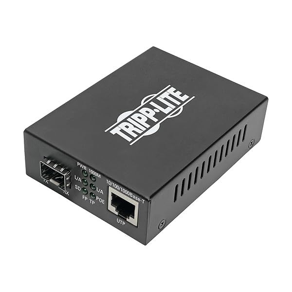 Tripp Lite Gigabit SFP Fiber Optic to RJ45 Ethernet with PoE+ - 10/100/1000 Mbps, International Power Cables, 2-Year Warranty