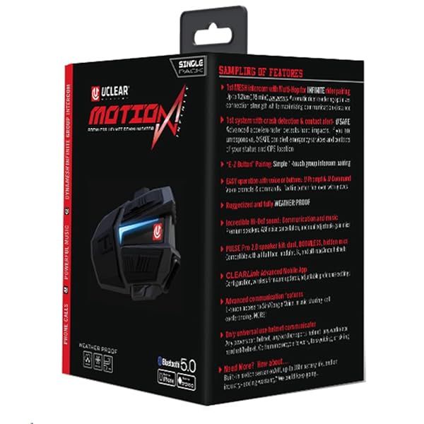 UCLEAR Digital Motion Infinity Bluetooth Helmet Communication System - Enhance Your Riding Experience with Single Kit