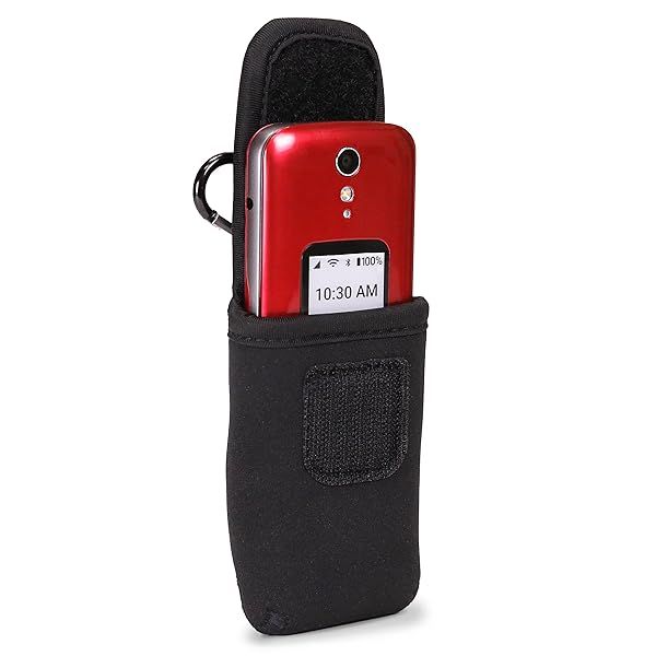 USA Gear Flip Phone Case Pouch for Jitterbug, Alcatel, Nokia & More - Neoprene, Belt Loop & Carabiner Clip for Easy Access