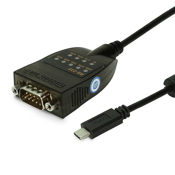 USB-C 2.0 to RS-232 Serial Adapter with LED Indicators - Fast & Reliable Connection