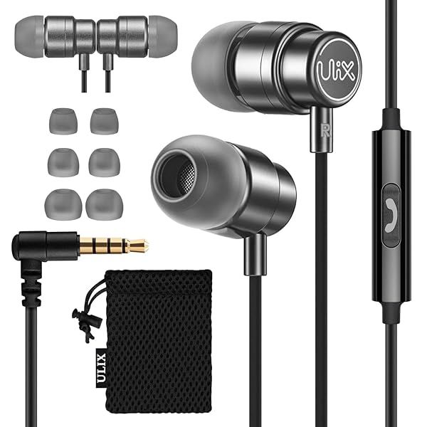 UliX Rider Wired Earbuds in-Ear Headphones, Earphones with Microphone, 5 Years Warranty, with Anti-Tangle Cable, Ear Buds for iPhone, iPad, Samsung, School Students, Kids, Women, Small Ears
