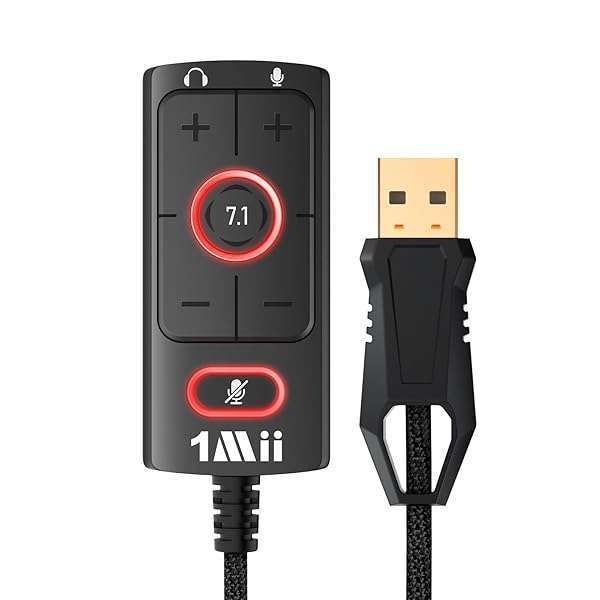 1Mii USB Sound Card: Virtual 7.1 Surround Sound Adapter for PS4, PC, MAC - Plug & Play, No Drivers Needed