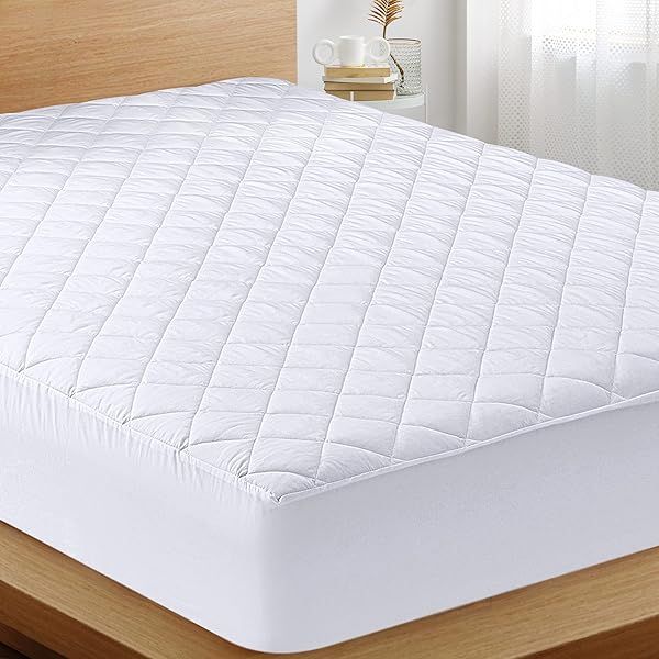 "Utopia Bedding Twin Quilted Fitted Mattress Pad - Elastic Protector, 16" Deep, Machine Washable Topper (White)"