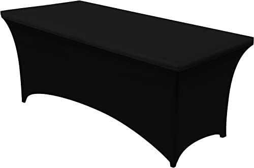 Utopia Kitchen 8ft Black Spandex Table Cloth - Premium Stretch, Washable & Wrinkle Resistant for Events & Weddings