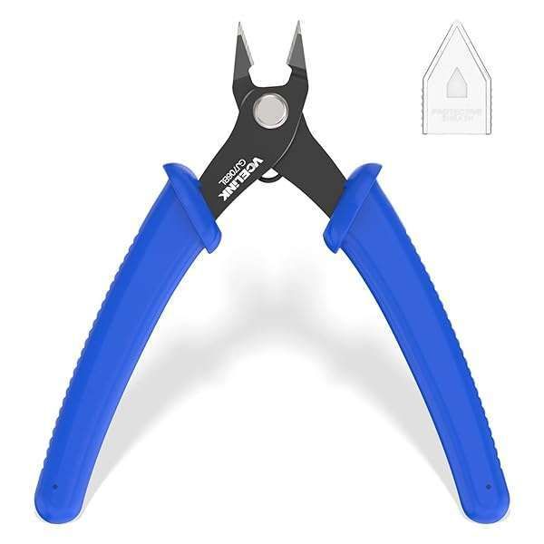VCELINK 5-Inch Precision Flush Cutter Pliers for Electronics, Jewelry & 3D Printing - Spring-Loaded Diagonal Cutters