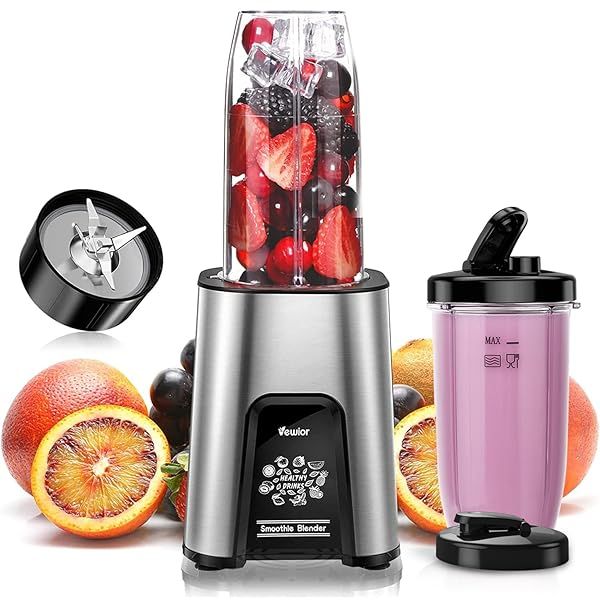 VEWIOR Smoothie Blender 900W Personal Blender for Shakes and Smoothies with 2 BPA-Free 22Oz To-Go Cups Ideal for Kitchen Use