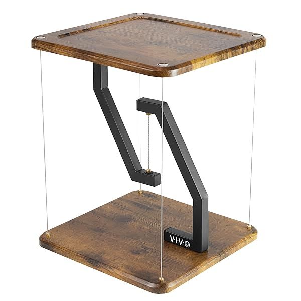 "VIVO Anti-Gravity 12" Tabletop Speaker Stand - Modern Floating Audio Holder with Rustic Brown Surface & Black Frame"