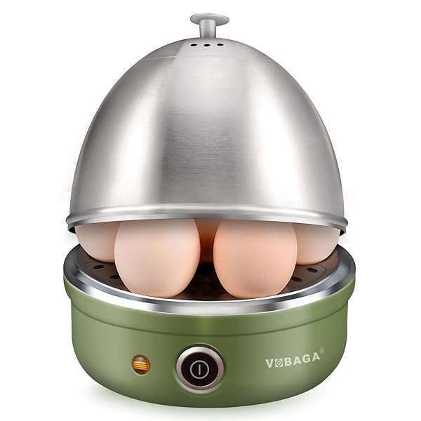 VOBAGA Electric Egg Cooker: 7-Egg Rapid Boiler for Perfect Soft, Medium, Hard & Poached Eggs - Auto Shut Off & Stainless Steel
