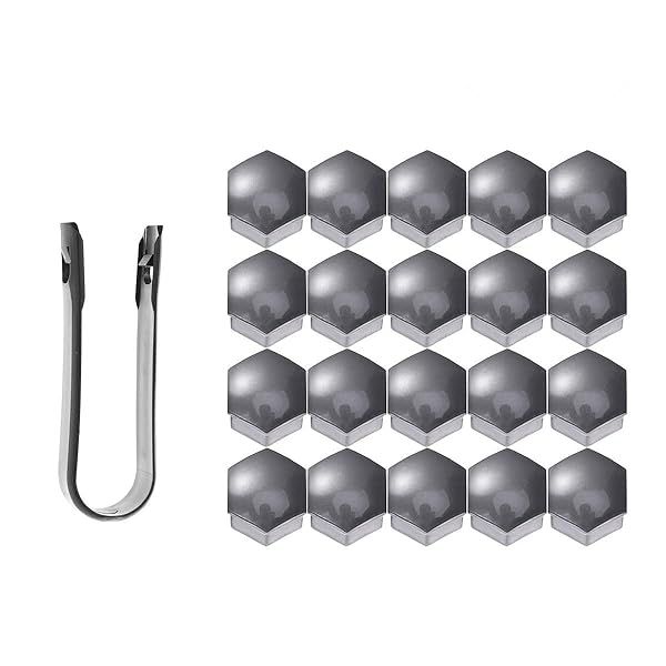 VOSAREA 21-in-1 Hexagonal Wheel Lug Nut Covers - 21mm Grey Caps with Clips for Ultimate Protection