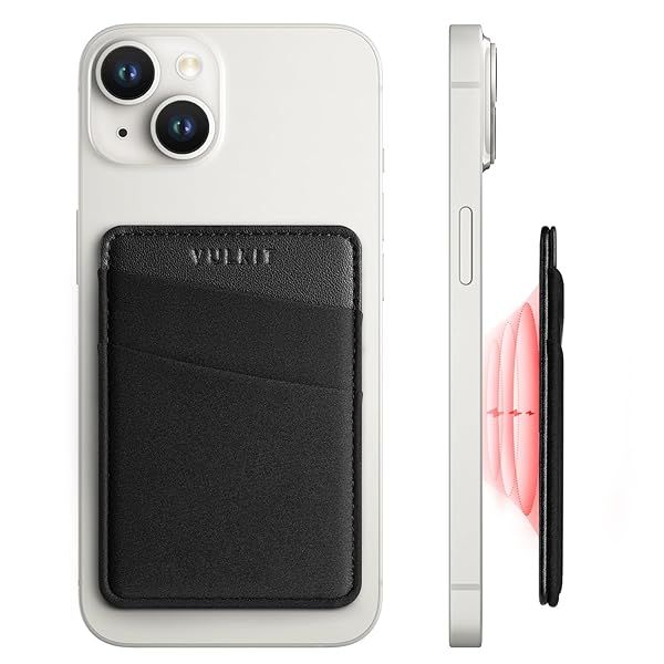 VULKIT Magnetic Phone Wallet for MagSafe RFID Blocking Card Holder for iPhone 16 15 14 13 12 Series and Phone Case Black