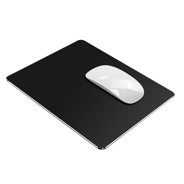 Vaydeer Hard Metal Mouse Pad Ultra Thin Waterproof Double Side Gaming Office Mat 9.45X7.87 Inch Black Aluminum Smooth Surface