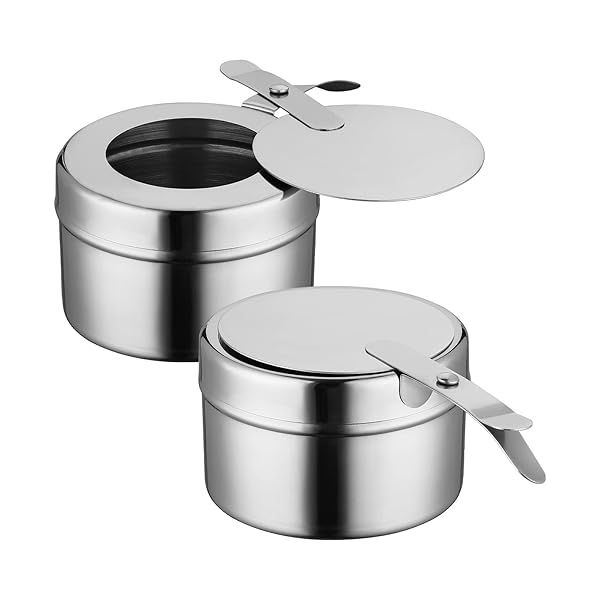 Veemoon 2PCS Stainless Steel Fuel Holders with Cover for Chafing Dishes and Buffet Events Party Supplies
