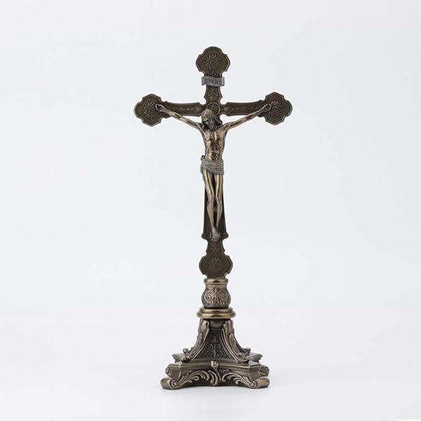 "Veronese 13" Tall Baroque Crucifix - Antique Bronze Cold Cast Resin Religious Home Decor Gift"