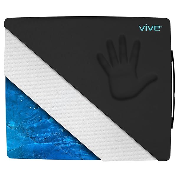Vive Wheelchair Cushion Gel Seat Pad for Coccyx and Tailbone Pain Relief with Waterproof Cover and 4 Layer Foam Support 24 x 18 x 3 Inches