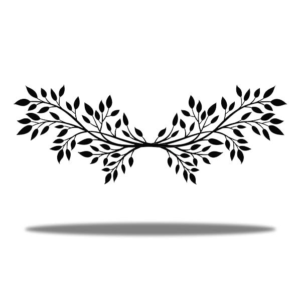 "Vivegate 34" Black Wrought Iron Olive Branch Wall Decor - 2 PCS Scroll Vine Art for Farmhouse Style"