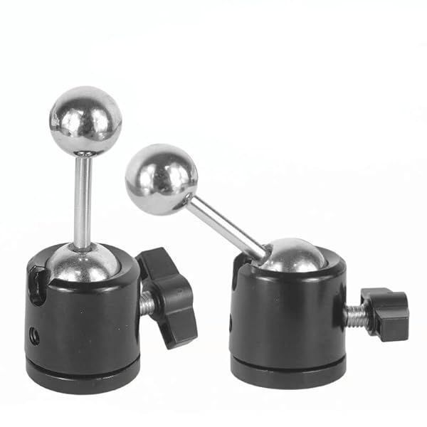 "VizGiz 2 Pack Tripod Head Mount: 17mm Ball to 1/4" Screw Adapter for Camera & Phone - Dual Swivel Base & Hot Shoe Stand"
