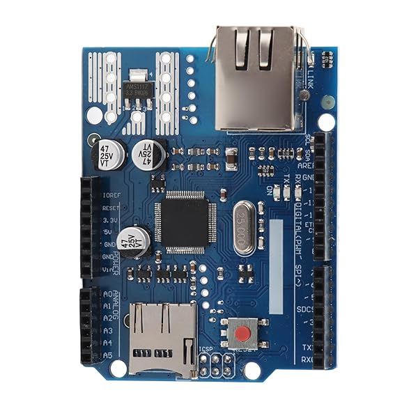 W5100 Ethernet Expansion Board with SD Card for Arduino UNO, MEGA1280 & MEGA2560 - Fast Networking Solution