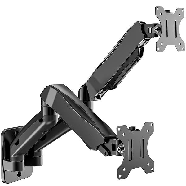 "WALI Dual Monitor Wall Mount - Adjustable Gas Spring Arm for 2 Screens Up to 32" - Easy Install & Space-Saving Design"