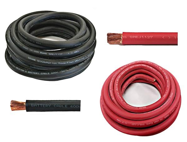 WNI 6 Gauge 10 Feet Black Red Ultra Flexible Welding Battery Copper Cable Wire Made in USA for Car Inverter RV Solar