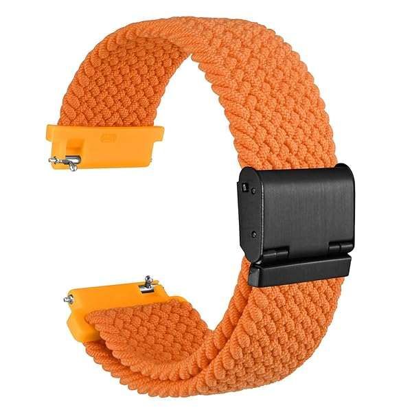 WOCCI 22mm Braided Nylon Watch Band - Quick Release, Black Stainless Steel Buckle, Stylish Orange for Men & Women
