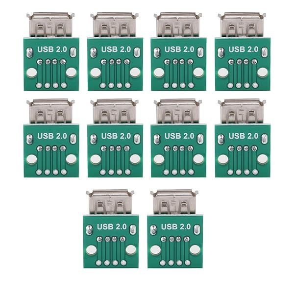 Walfront 10Pcs USB Type A Female 4-Pin DIP Socket Adapter Connector - 2.54mm Pitch Power Supply