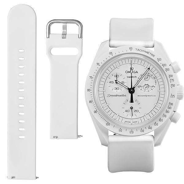 Quick Release White Watch Band for Omega X Swatch Moonswatch Speedmaster - Replacement Strap