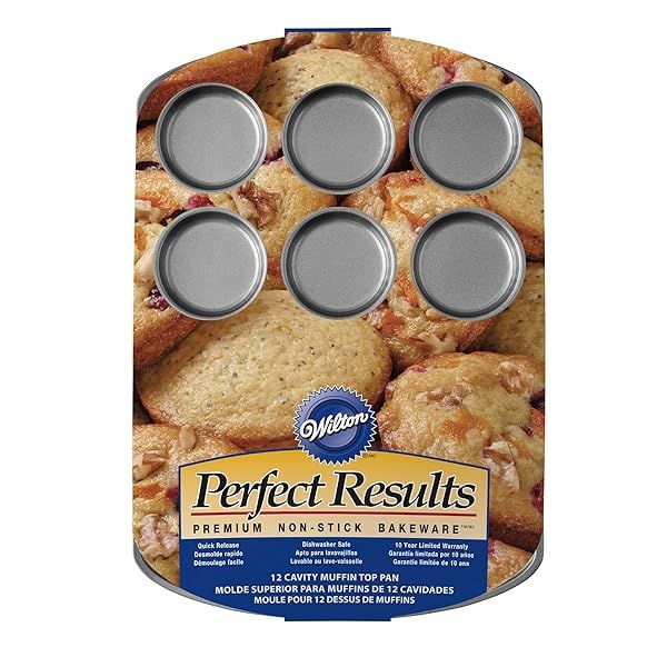 Wilton Perfect Results 12-Cavity Muffin Top Pan: Non-Stick, Scratch Resistant & PFAS-Free Bakeware Essential