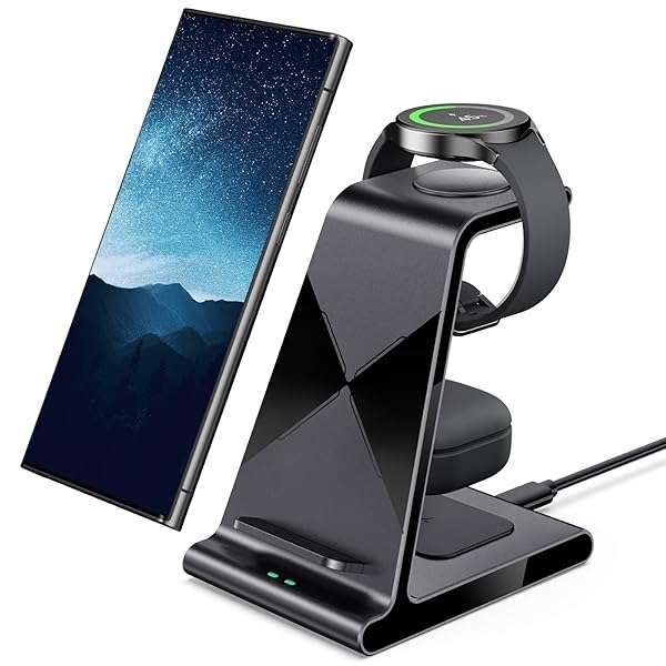 Fast Wireless Charger for Samsung Galaxy S24/S23/Note 20 & Galaxy Watch/Buds - Charging Station (Adapter Not Included)