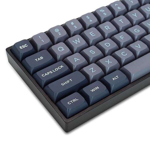 Custom Womier PBT Keycaps Set - Gray/Dark Blue for 60/75/100% Mechanical Keyboards (189 Keys, Double Shot, ISA Profile)