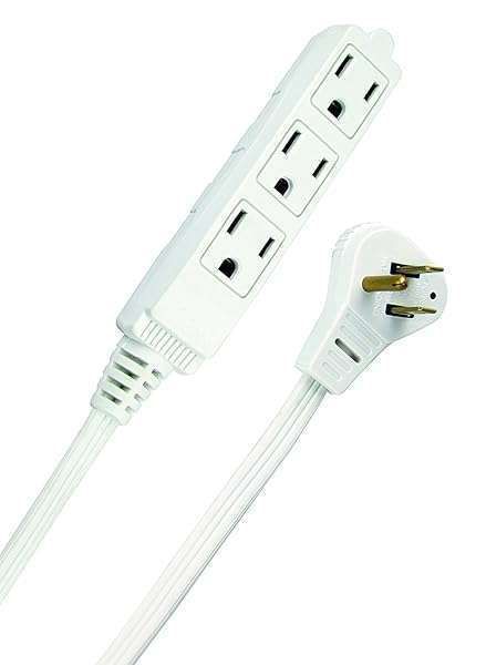 Buy Woods Slimline 16/3 Flat Plug Extension Cord 13ft White - Perfect for Home & Office Use