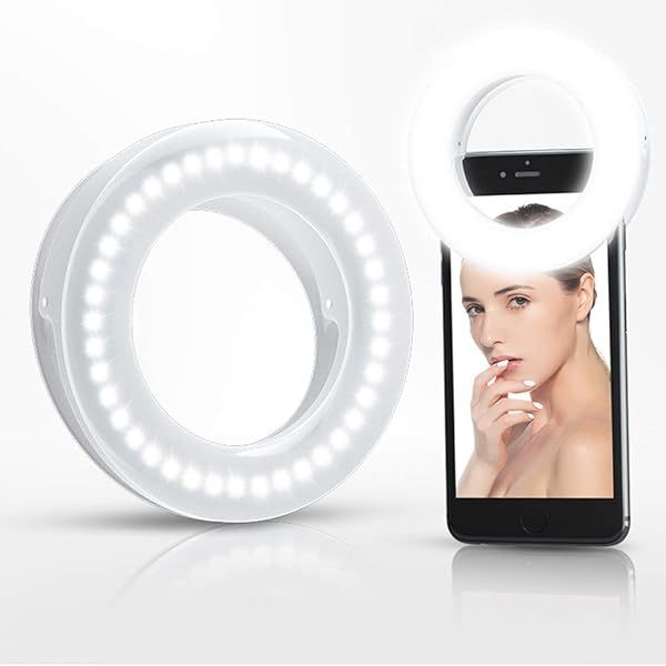 XINBAOHONG Rechargeable Clip-on Selfie Ring Light with 40 LED for Smartphone Photography and Video