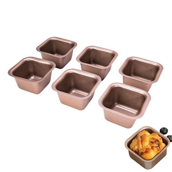 XIZHI Mini Cake Pans Set of 6 Non-Stick Square and Rectangle Baking Molds for Household Oven Use