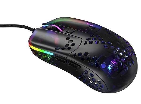 XTRFY MZ1, Ultra-Light Wired Gaming Mouse, Cutting-Edge Pixart 3389 Sensor, Unique Shape for Optimum Aim, Adjustable RGB Lighting, Zy’s Rail Edition