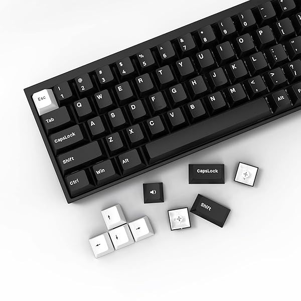 XVX Wob Keycaps Set: 168 Double Shot PBT White on Black for Cherry MX & Gateron Switches - Minimalist Style
