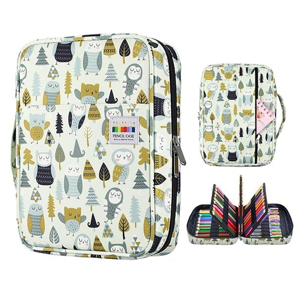 YOUSHARES 220 Slot Colored Pencil Case Organizer - Cute Owl Design for Prismacolor & Gel Pens