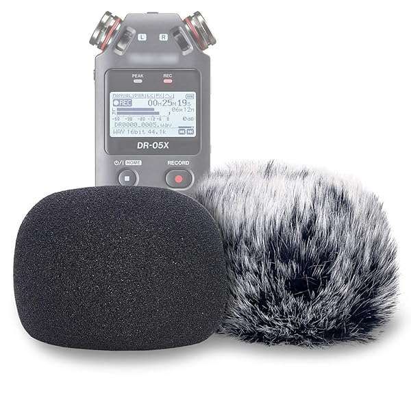 YOUSHARES DR05X Windscreen Muff & Foam for Tascam DR-05X Mic Recorders - 2 Pack Wind Screen for Indoor/Outdoor Use