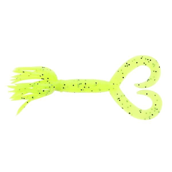 "Yamamoto Double Tail Hula Grub 4" - Chartreuse with Large Black for Ultimate Fishing Success"
