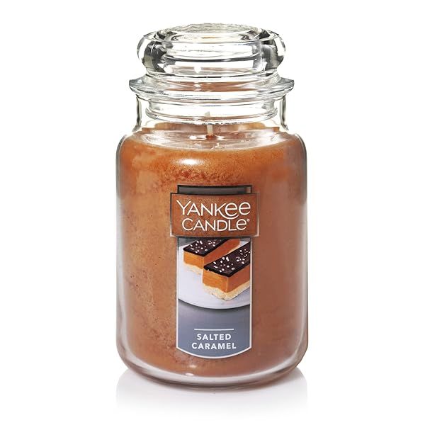 Yankee Candle Salted Caramel 22oz Jar - Long-Lasting Scented Candle for Gifting | 110+ Hours Burn Time