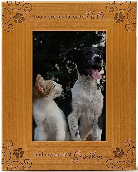 You Were My Favorite Hello Pet Memorial Picture Frame Engraved Natural Wood 4x6 Vertical Portrait for Animal Lovers to Keep Memories Alive