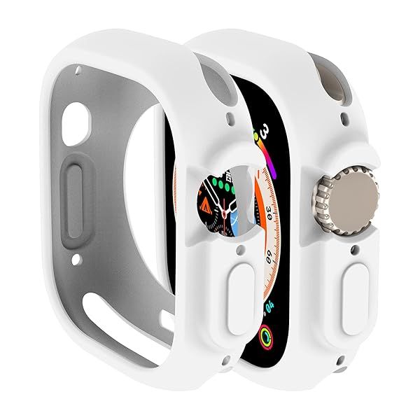 Yrzper Shockproof Case for Apple Watch Ultra 49mm - TPU Silicone Bumper, Scratch-Resistant & Durable Protection (White)