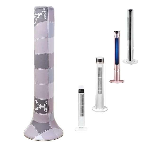 Yrzper Tower Fan Dust Cover - Washable, Moisture-Proof & Dustproof Sleeve for Household Fans (Grey Plaid, Large)