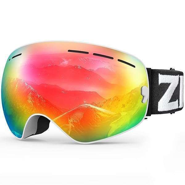 ZIONOR X OTG Ski Goggles for Men & Women - UV Protection, Anti-Fog, Spherical Detachable Lens (VLT 21%, White Frame, Revo Red)