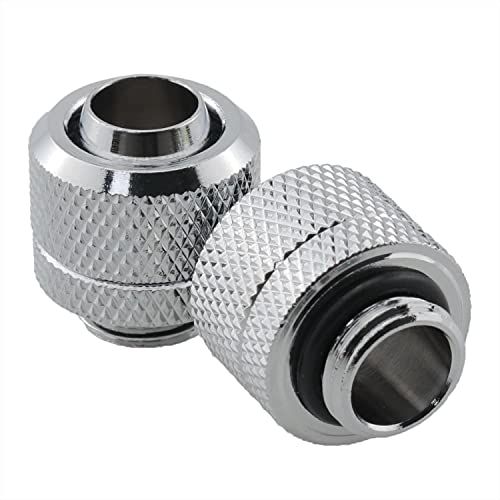 ZRM&E 2Pcs Quick Tighten Compression Fitting G1/4inch to 3/8inch for PC Water Cooling System Soft Tubing Connectors Silver