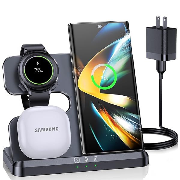 ZUBARR 3-in-1 Wireless Charger for Samsung Galaxy Z Flip, S Series, Watch & Buds - Fast Charging Station